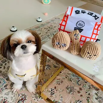 

Ins hot sales Korea Walnut Peanut Dog Toys Stuffed Squeaking Pet Toy Cute Plush Puzzle For Dogs Cat Chew Squeaker Squeaky Toy