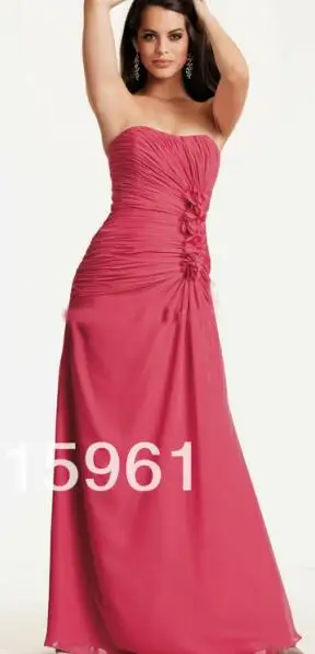 Розовый Фиолетовые без бретелек vestido madrinha шифоновые листья Длинные платья подружки невесты длина до пола вечернее платье для свадебной вечеринки - Цвет: Розовый