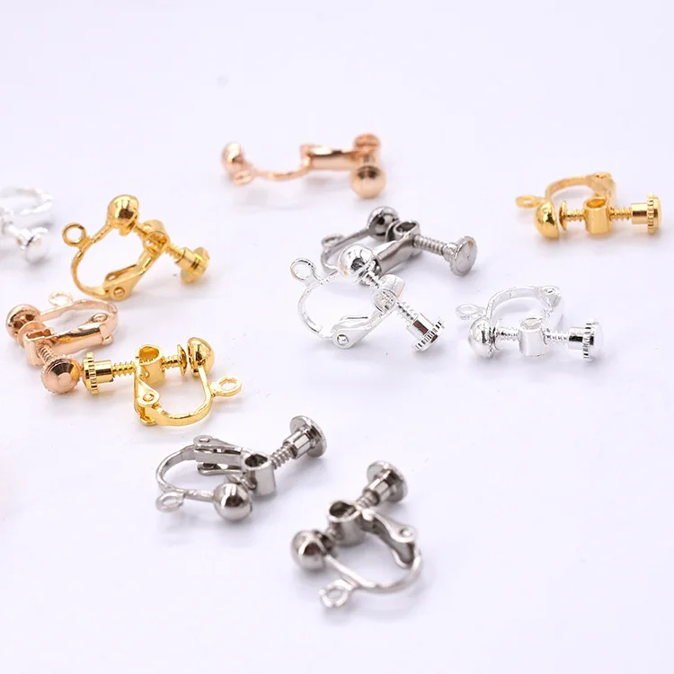 100pcs Gold Silver Earring Converters Variable Screw Ear Clip Base for No-Pierced DIY Jewelry Making Accessories Soft Rubber Plu