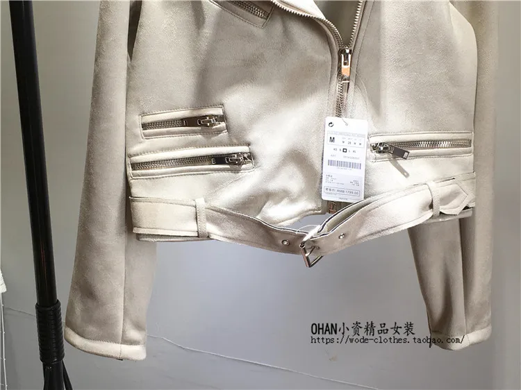Женская замшевая куртка корейский новый джокер тонкая куртка Женская Студенческая мотоциклетная искусственная кожа пальто короткие