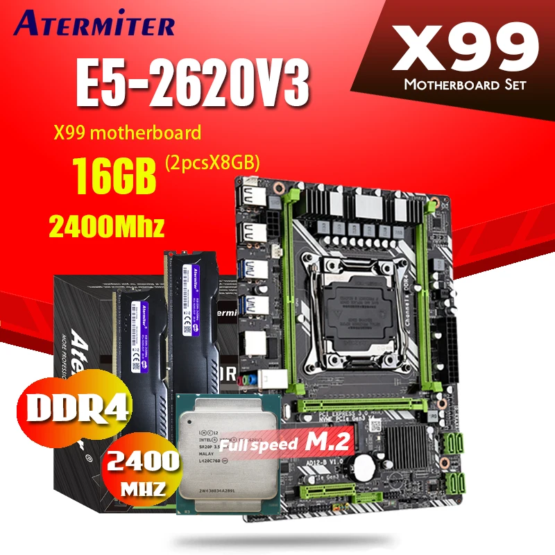 X99 DDR4 2 x DDR4 PC4 DIMM motherboard set with Xeon E5 2620 V3 LGA2011 3 CPU 2 * 8GB = 16GB PC4 RAM 2400MHz DDR4 memory|Материнские платы| | АлиЭкспресс