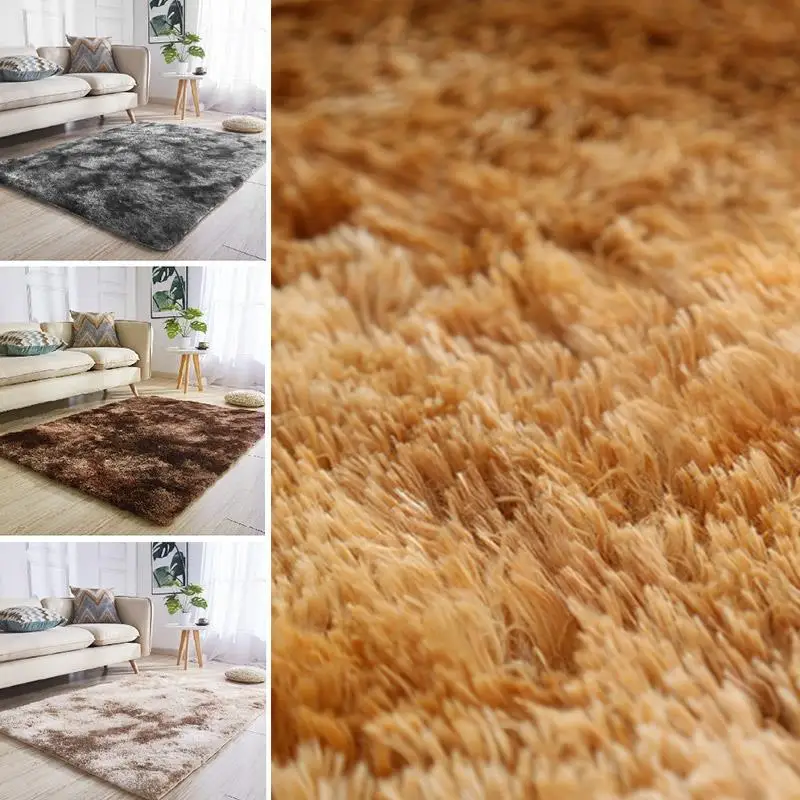 

Shaggy Area Rug Multicolored Bedroom Dining Room Floor Fluffy Rugs Carpet Floor Polyester Fiber Tie-Dyed Mat Decoration Sofa