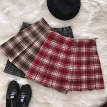 Японский Сен jk Униформа Студенческая бандажная плиссированная юбка осенняя и зимняя шерстяная юбка студенческий стиль юбка девушка ветер