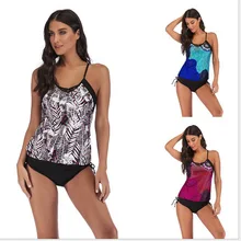 Купальник для женщин плюс размер 5XL танкини пуш-ап из двух частей Танкини с цветочным принтом Монокини без бретелей большой