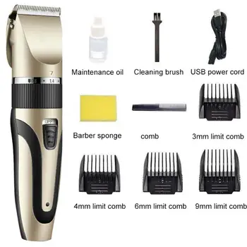 

Barbers Shop Electric Hair Clippers Cutter Beard Trimmer Comb Haircut Kit Tool