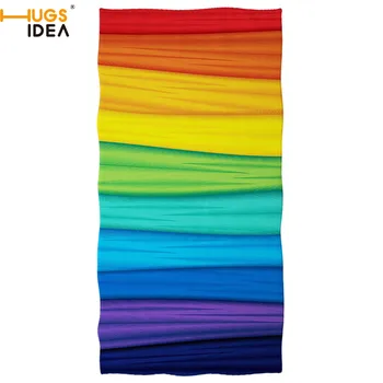 

HUGSIDEA Colorful Shower Cover for Adult Child Pride Rainbow Design Dry Hand Towel Pool Towel Dish Dazzling Color Towel Blanket