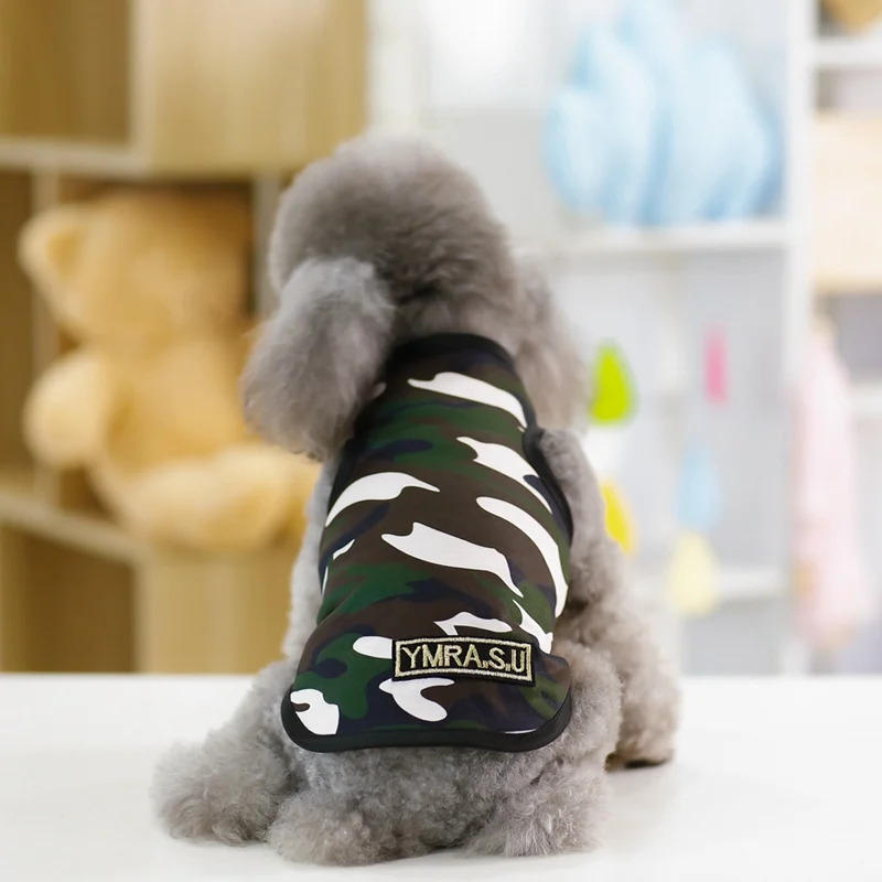 Красивый жилет для собак в стиле милитари, летняя одежда для собак, хлопковые камуфляжные футболки для щенков, футболки, жилеты для кошек