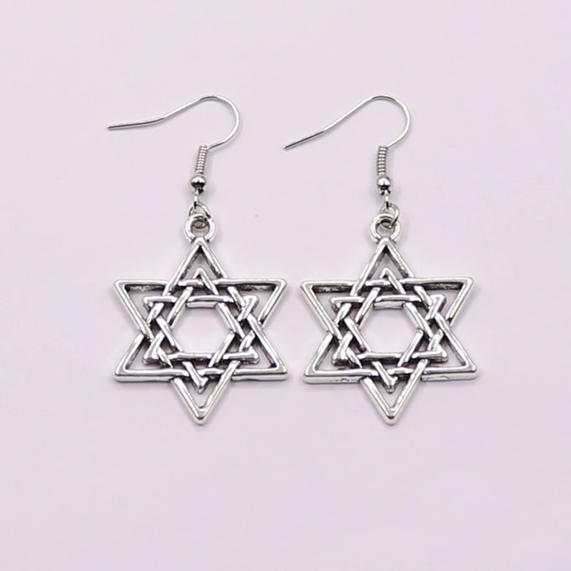 New Stylish Antique Silver Star of David Charms Earring Jewelry Charm Jewish Pendant | Украшения и аксессуары