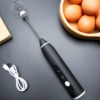 

Chargeable Egg Stirring Milk Coffee Frother Handheld Electric Foam Maker with Stainless Steel Balloon Whisk Mini- Baking Cream