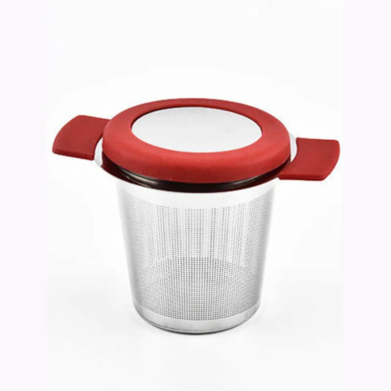 Фильтры для кофе из нержавеющей стали, многоразовые чайные заварочные крышки, мелкоячеистые чайные инструменты, ситечко для чая - Цвет: Красный