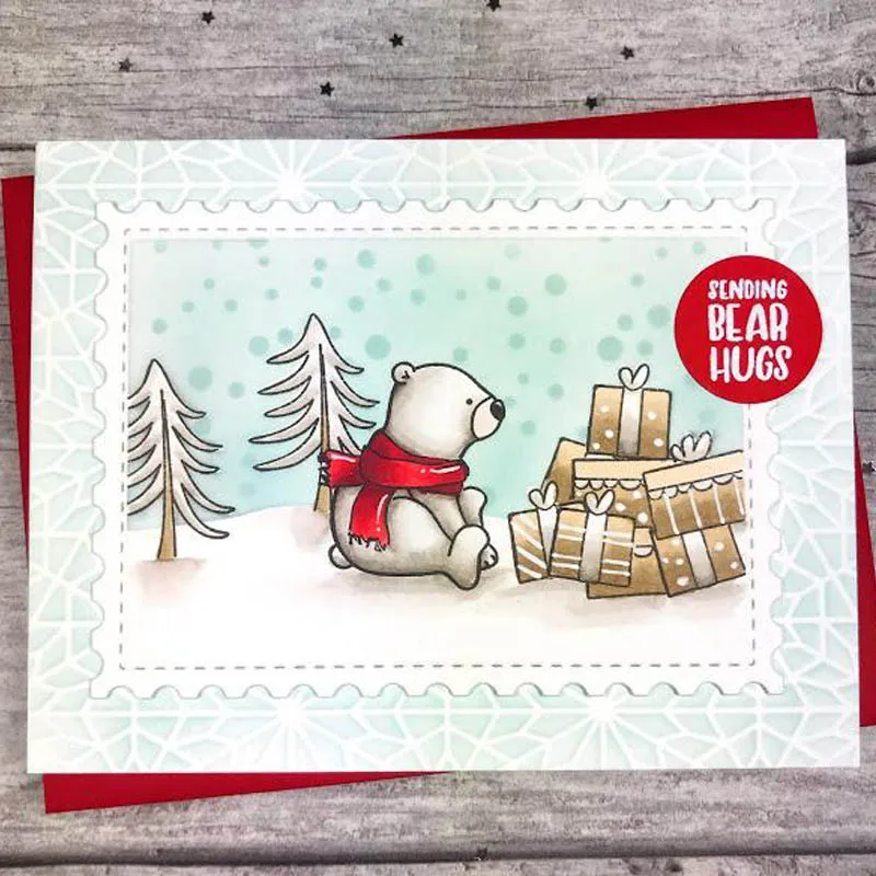 Christmas Bear winter Clear Stamps Coordinating dies for DIY Scrapbooking Craft Cards Transparent Stempels New Silicone Seal