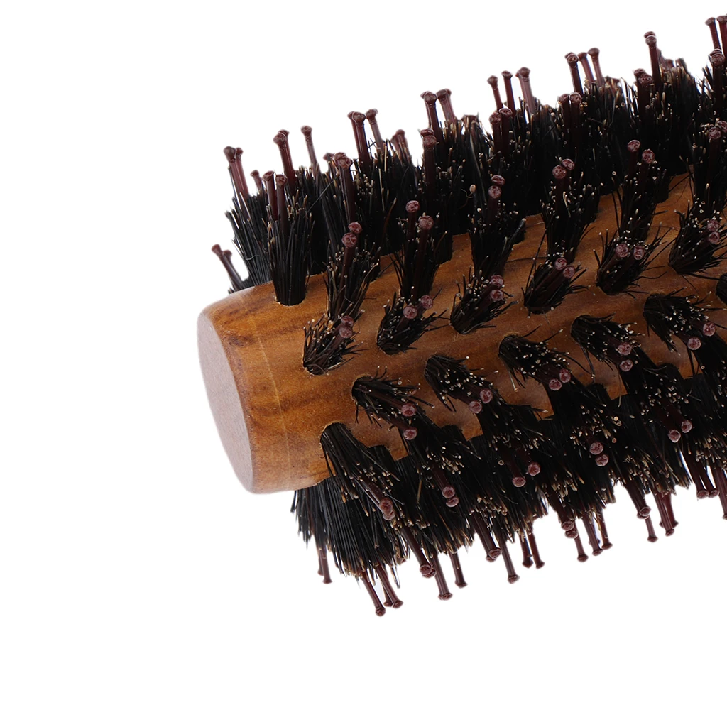 Round Styling Hair Brush Blow Dryer & Curling Rolled Brush with Natural Wooden Handle for Women and Men
