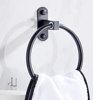 

bathroom towel ring hand towel holder Stainless Steel towel rack black bath accessories porte serviette mural salle de bain