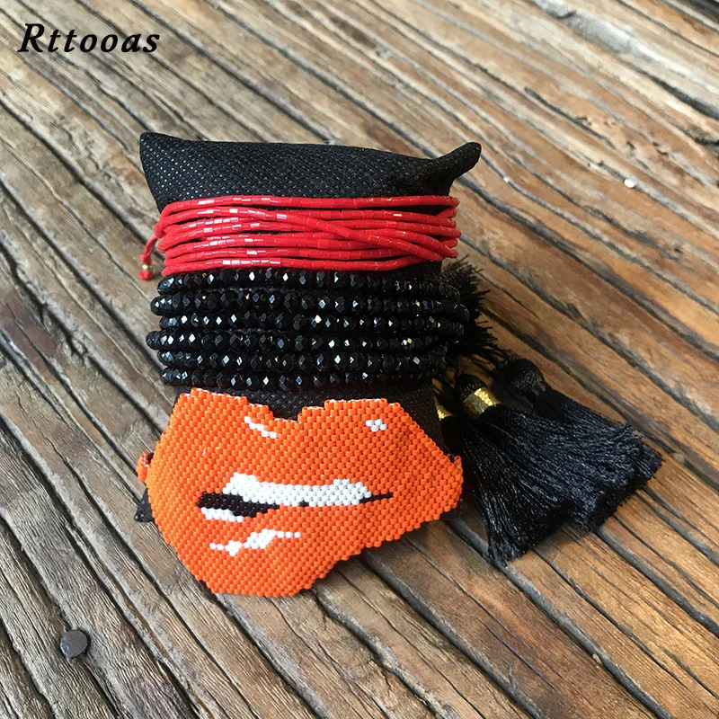 Rttooas Мода ручной работы MIYUKI Набор браслетов с бусинами для женщин девочек подарок сексуальный браслет в форме губ Хрустальный Браслет Дружбы
