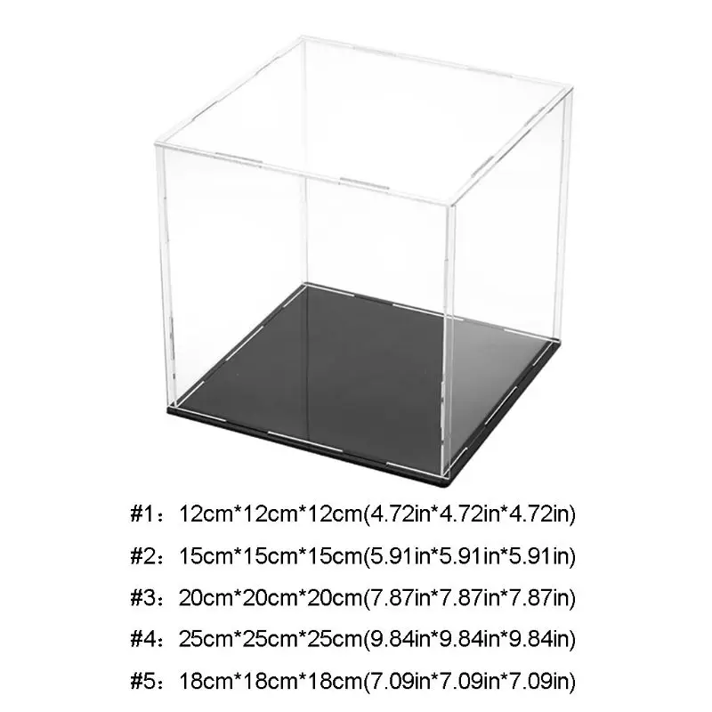 Collectible Clear Acrylic Showcase Dustproof Cube Container Box 25cm for Toy