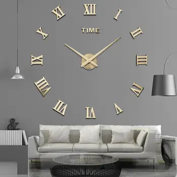 

New Fashion Diy Acrylic Mirror Wall Clock Europe 3d Quartz Watch Still Life Clock Living Room Home Decoration Stickers