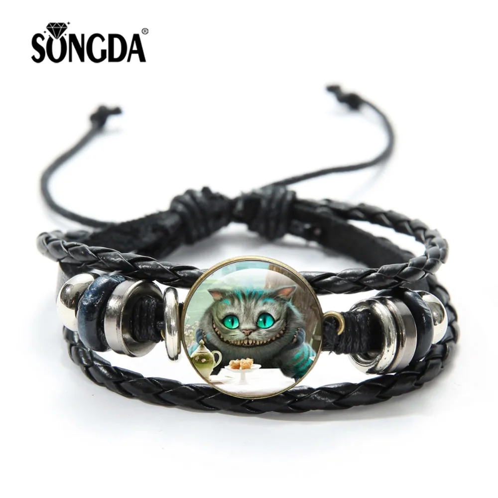 SONGDA модный браслет Alice adventures in Wonderland Забавный Милый Чеширский кот Harajuku стильный браслет стимпанк унисекс-браслет