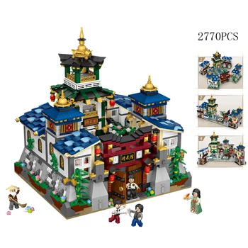 

Chinatown City street view mini block Martial arts hall assembly building bricks figures Foldable streetscape toy for gift