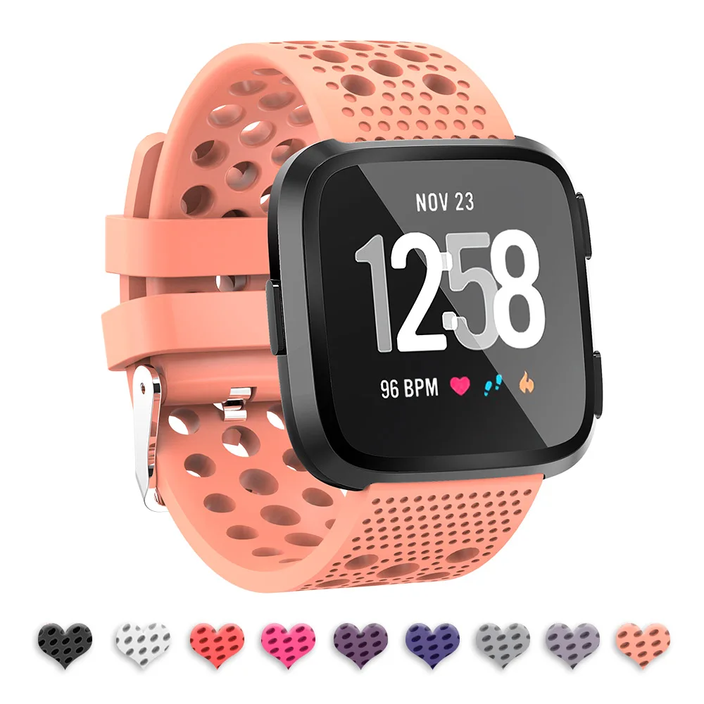 Baaletc для Fitbit Versa/Versa 2 сменные полосы цветной ремешок на запястье спортивный стиль с отверстиями мягкий материал умные часы браслет - Цвет: orange 1