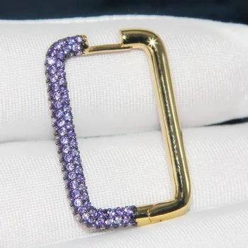 

Baoyocn Fashion S925 Sterling Silver Gold Color Single Purple Zirconia Geometric Rectangle Earring 1pc for Women Brand Jewelry