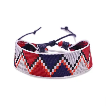 Meetvii Ethnic Adjustable Woven Friendship Bracelet For Women Men 2021 Vintage Braided Embroidery Bracelet Wholesale Jewelry