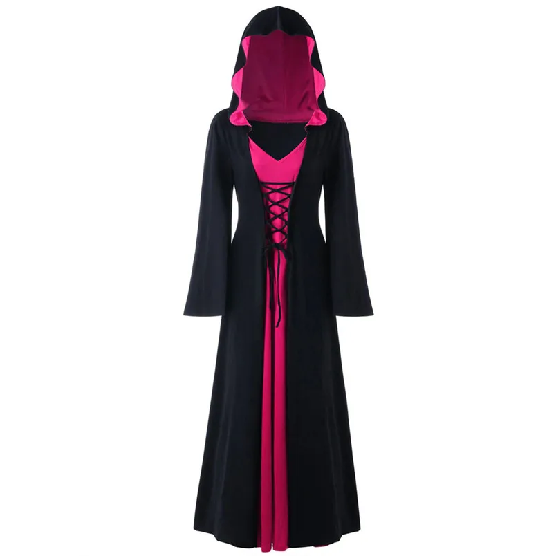 Готический плащ Wicca Robe, костюм ведьмы, костюмированный плащ для женщин, костюмы на Хэллоуин, костюмы вампиров, Необычные Вечерние Платья, размер J23 - Color: robe de plage