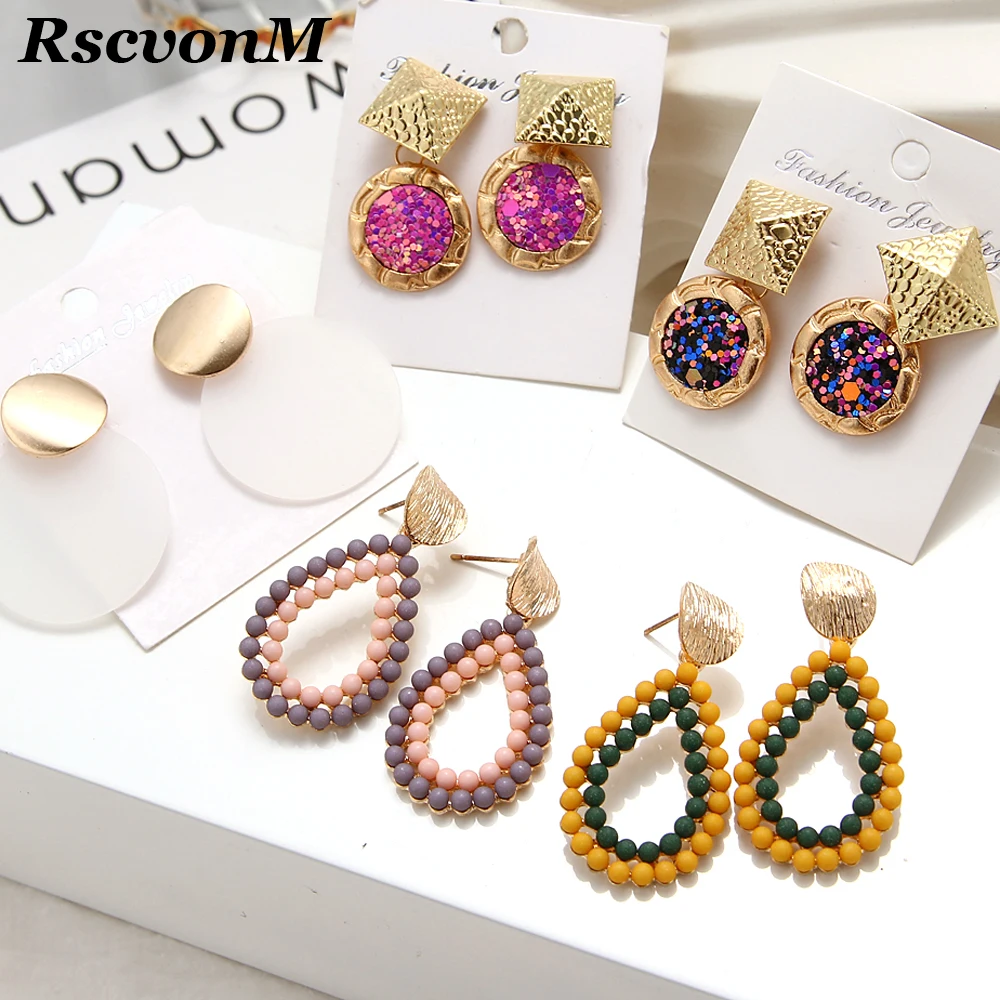 

RscvonM Elegant Women's Pearl waterdrop Beads Crystal Studs Earrings Girls Elegant colourful shiny Ear Jewelry Gift