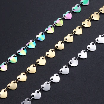

1 Meter Stainless Steel 6mm Width Heart Soldered Handmade Chains Wholesale Necklace Bracelets Making Top Quality Drop Shipping