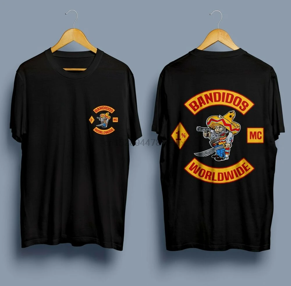 New Bandidos Worldwide Motorcycle Club Black Mens MC 1% T-Shirt Size S-2XL |