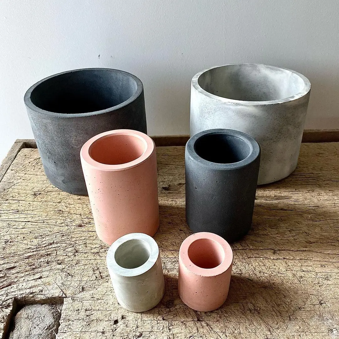 Large Round Concrete Pot Molds Storage Box Cement Molds Garden Planters Pot Pen Holder Silicone Plaster Candle Jar