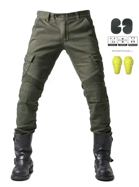 Green Motorcycle Pants Men Motocross Racing Trousers Cargo Jeans Touring Riding Pantalon Moto Pants Motorcycle Equipment Pants JES-26 Green Basic