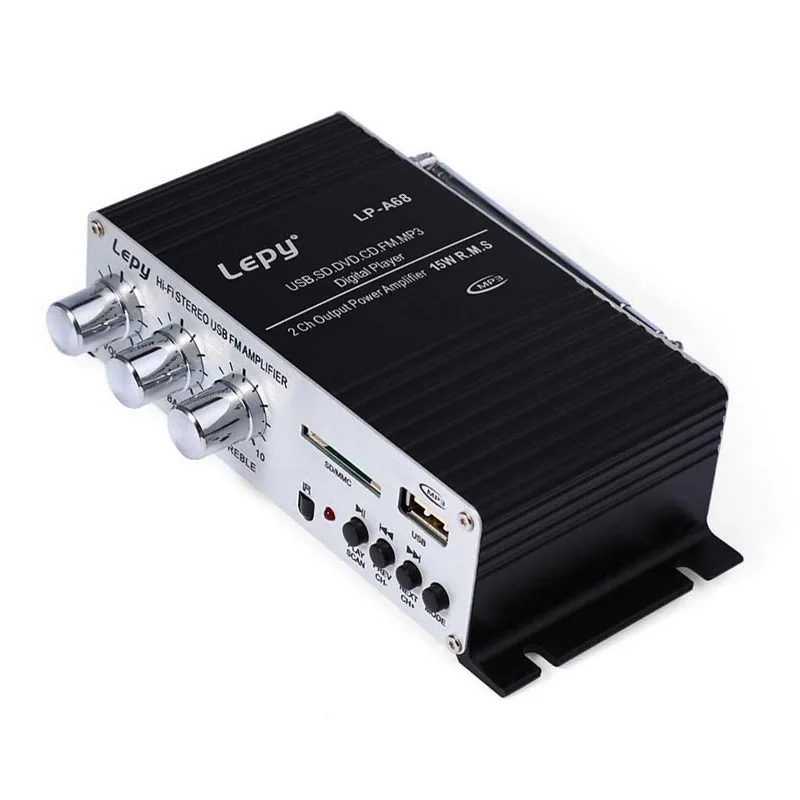 Lepy LP-A68USB Лидер продаж USB/FM Функция усилитель маленький музыкальный усилитель 12V мотоциклов с маленьким Мощность усилитель высокого качества