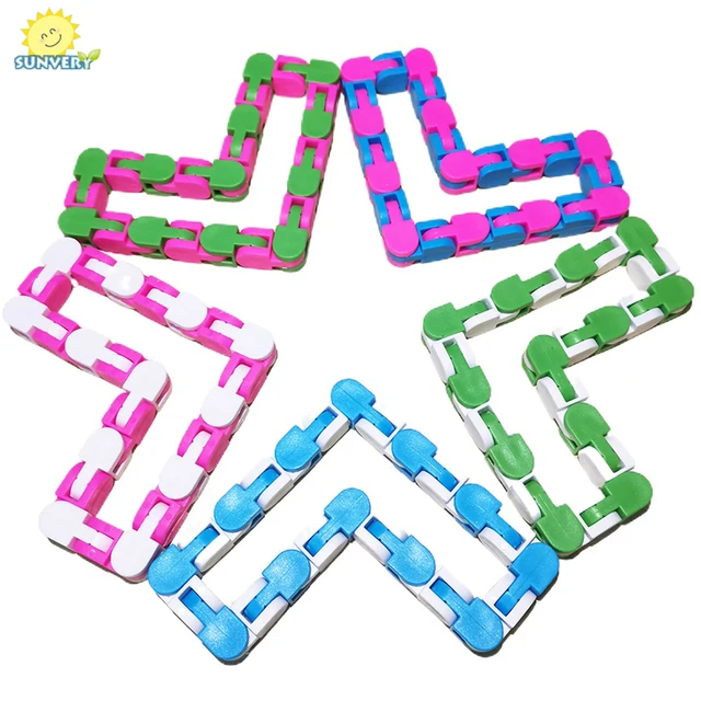 DIY Wacky Tracks Snake puzzle Fidget Toys Snap and Click Puzzles Figet New Sensory ADHD Toys for Stress Relief Kids Party favors 2