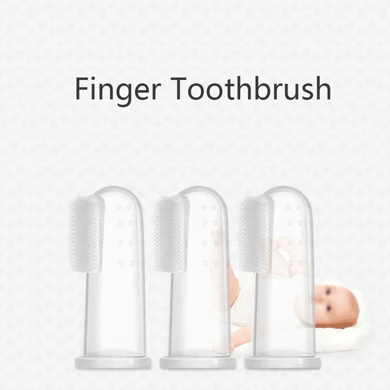 

Baby Toothbrush Baby Finger Stall Training Toothbrush Silica Gel Soft Brush Tongue Cleaner Non-Peculiar Smell Finger Stall Teeth