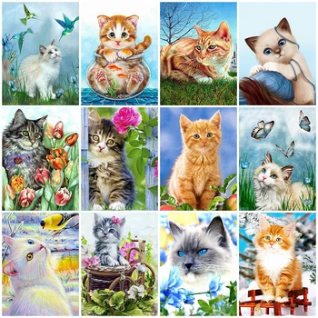 

Evershine Full Square Diamond Painting Cat Cross Stitch 5D DIY Diamond Embroidery Sale Animal Rhinestone Picture Home Decoration