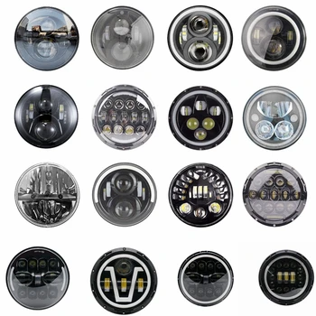 

7" DRL Angle Eyes led Projector headlamp 2pcs 7 Inch Round Halo Led Headlight for Jeep Wrangler for Chelyabinsk Region