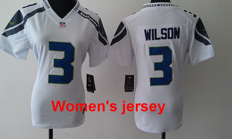 Белый A+++ женские сшитые футболки Seattle s ladies 3 Russell Wilsons 11 Percy Harvin 12 Fan 24 Lynch 88 Jimmy Graham - Цвет: Белый