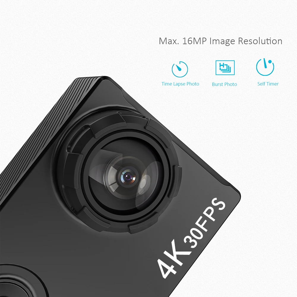 4K Ultra HD WiFi Спортивная Экшн-камера 16MP 166 широкоугольный Водонепроницаемый Анти-встряхивание Встроенный перезаряжаемый литиевый аккумулятор