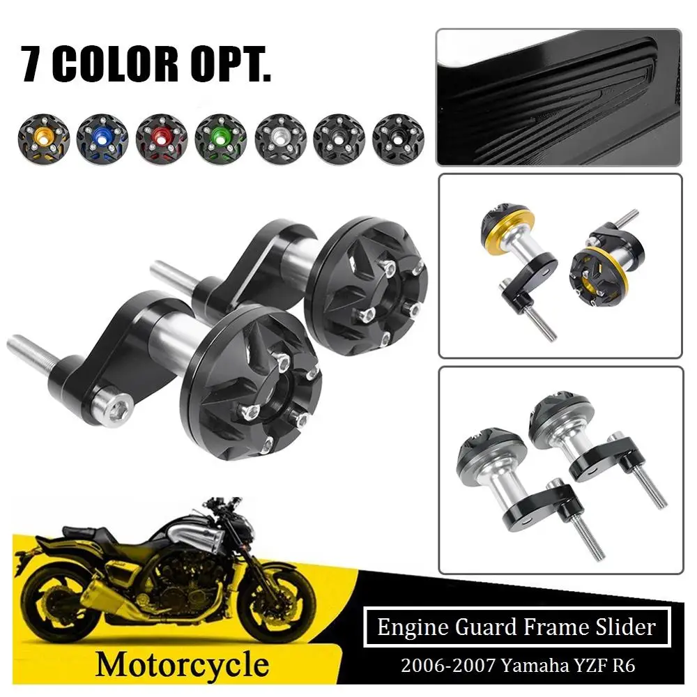 Black Motorcycle Crash Pad Frame Slider Protector For Yamaha YZF R6 2006-2007