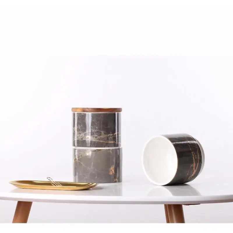Marble Crack Jars For Spices Slimes Storage In The Kitchen Bulk Container Cans Ceramics Sugar Bowl Storage Jar Organizer Box