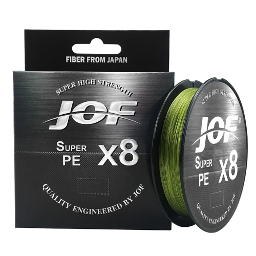 JOF 8 Weaves Multifilament Fishing Line 150M 300M 500M 8 Strands Braided Fishing Line PE Line 15 20 30 40 50 60 80 100LB Low-Vis Green