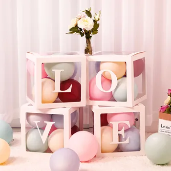 

4PCS Transparent Balloon Decorations Boxes Baby First Birthday Party Decorations Birthday Surprise Box Balloon Accessories