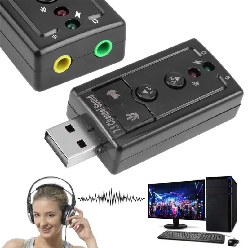 USB 2,0 3D Виртуальная 7,1 канальный Аудио Звуковая карта адаптер конвертер+ 3,5 мм наушники интерфейс микрофона для ПК компьютер