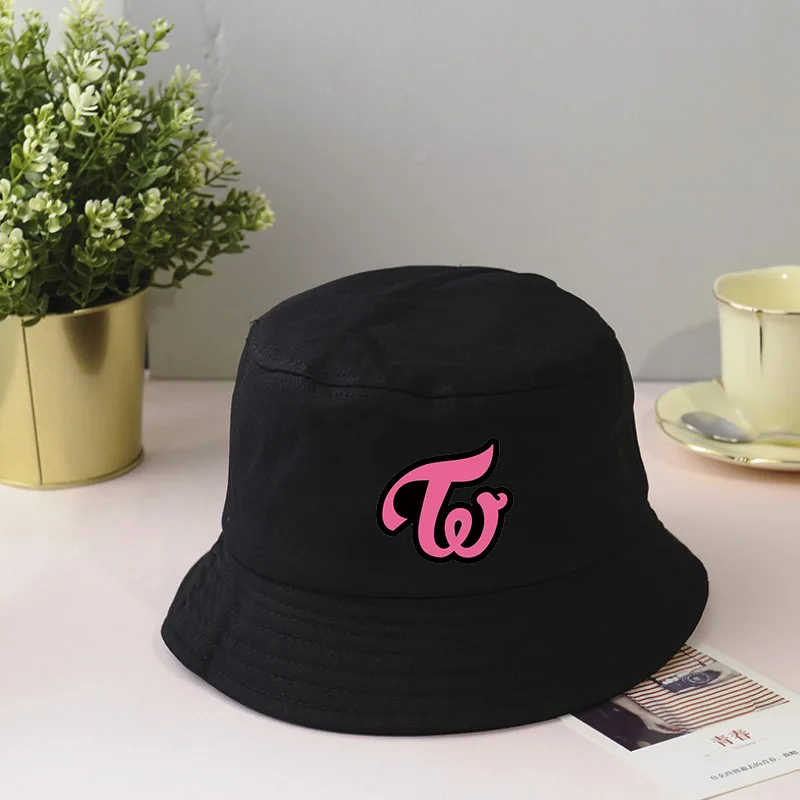 Kpop TWICE Logo Fisherman's Cap Unisex Hat Mina Sana Momo Lim Na Yeon Park Ji Hyo Yoo JungYeon Kim DaHyun Chou Tzuyu Trendy Caps |