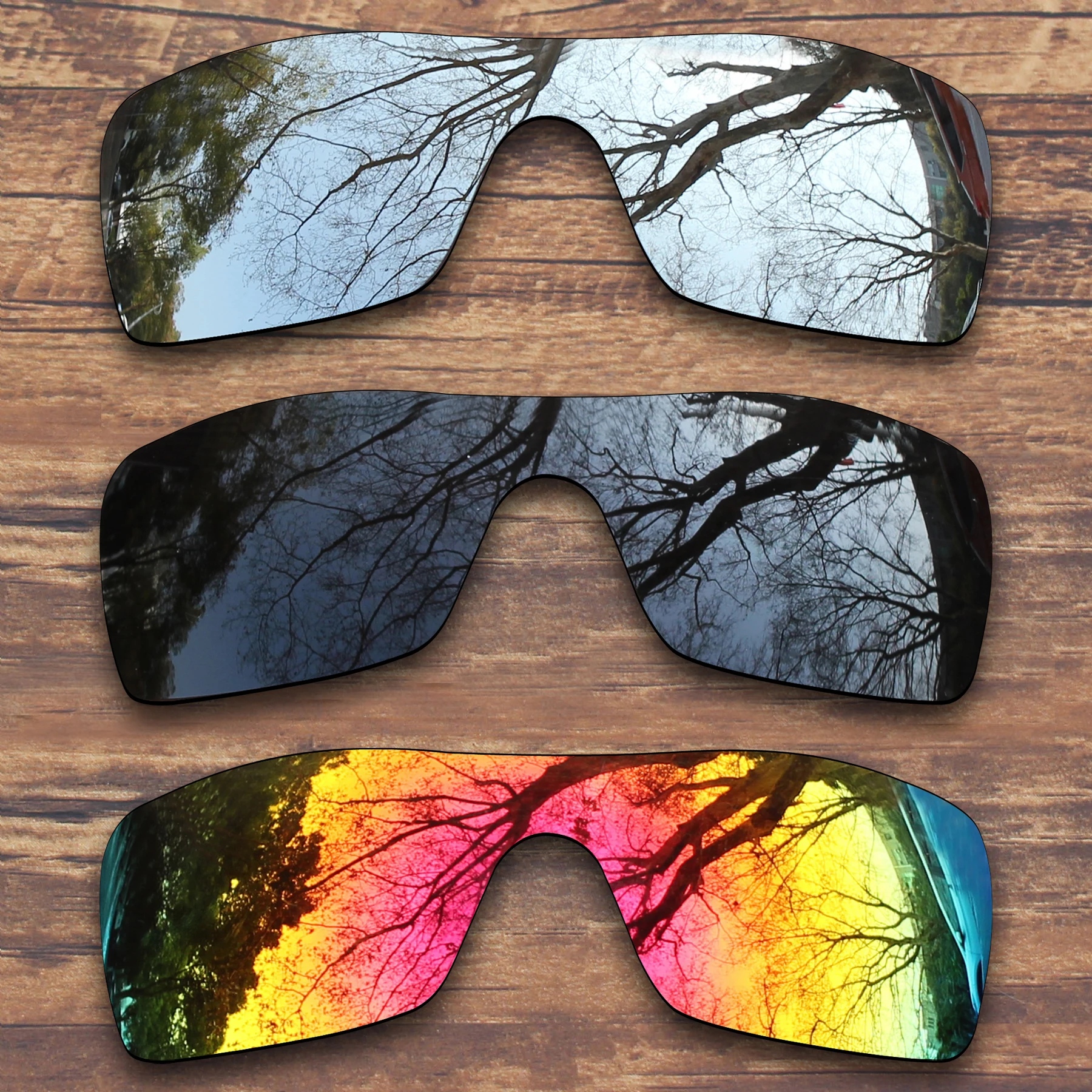 Millerswap 3 Pieces Black.silver.fire Red Polarized Replacement Lenses