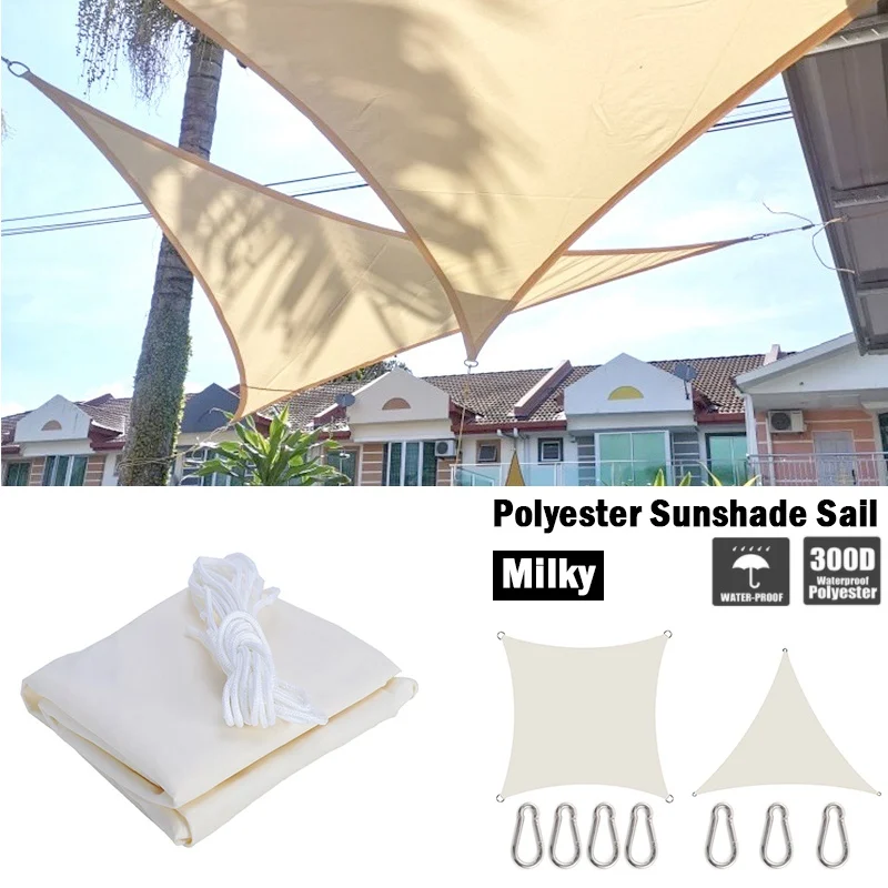 Description Picture 5 of itemMilky 300D Polyester Waterproof Sun Shade Fabric Sun Shelter Tent Outdoor Triangle Rectangle Awning Garden Terrace Sun Canopy