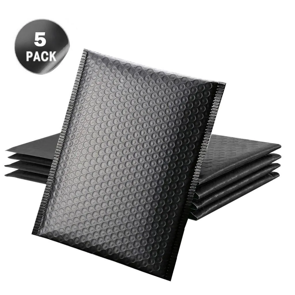 5 uds sobres acolchados de burbujas para correo forrado Poly Mailer autosellado negro bolsas de envío metálicas, burbuja Envío de bolsas de correo