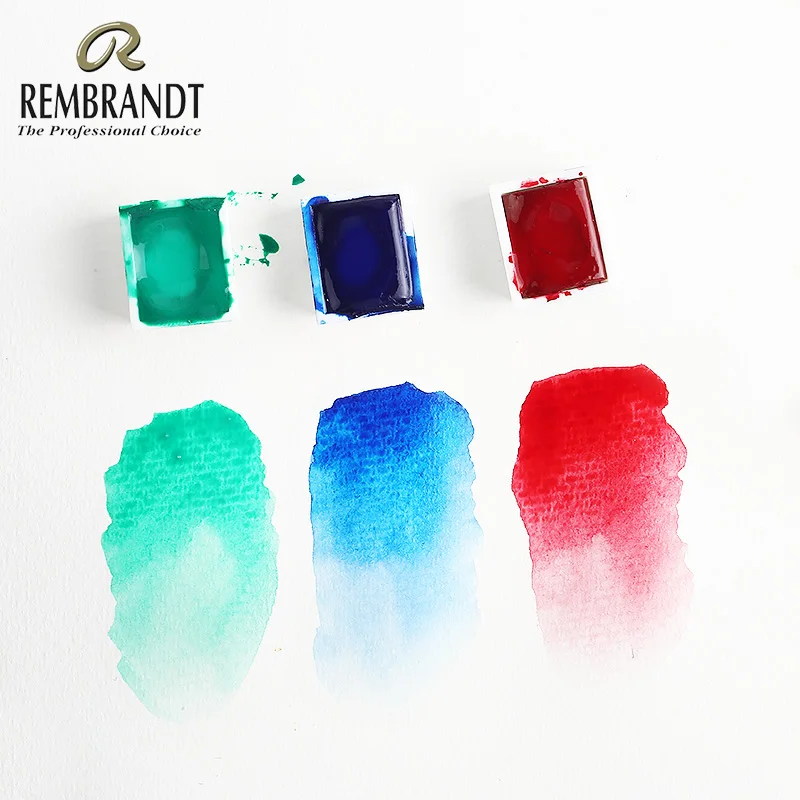 REMBRANDT Artist Solid Watercolor Paint Set 48/36/24/12 Color Portable Metal Box Paint Brush Sketch Creation Drawing Supplies