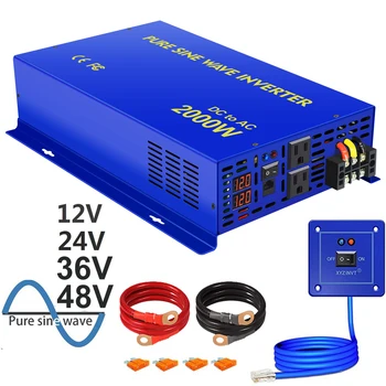 

XYZ INVT 2000W Pure Sine Wave Inverter With Wired Remote Control 12V 24V 36V 48V DC TO AC 220V Mult-protection Solar Inverters