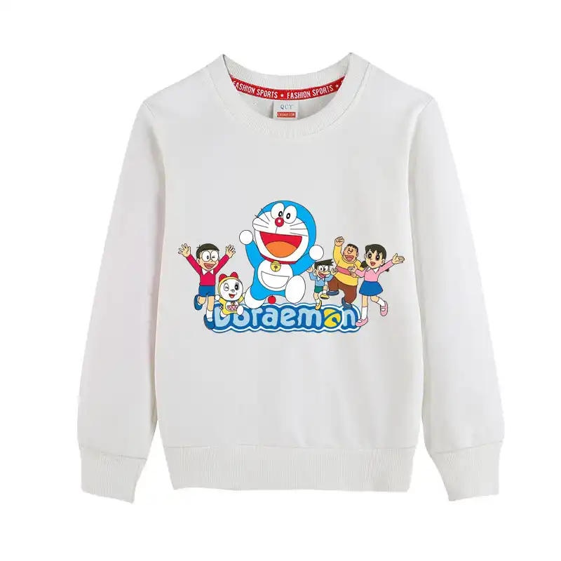 4 12t秋子供キッズベビー女の子ドラえもんプリントスウェット長袖セーターボーイズtシャツ服ピンクのスウェットシャツ パーカー スウェット Aliexpress